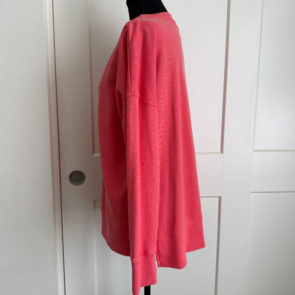 Women's Lightweight Oversized Time & Tru Sweatshirt Orange Size Medium - Picture 2 of 6